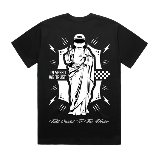 Men’s Heavy Tee - In Speed We Trust on Black