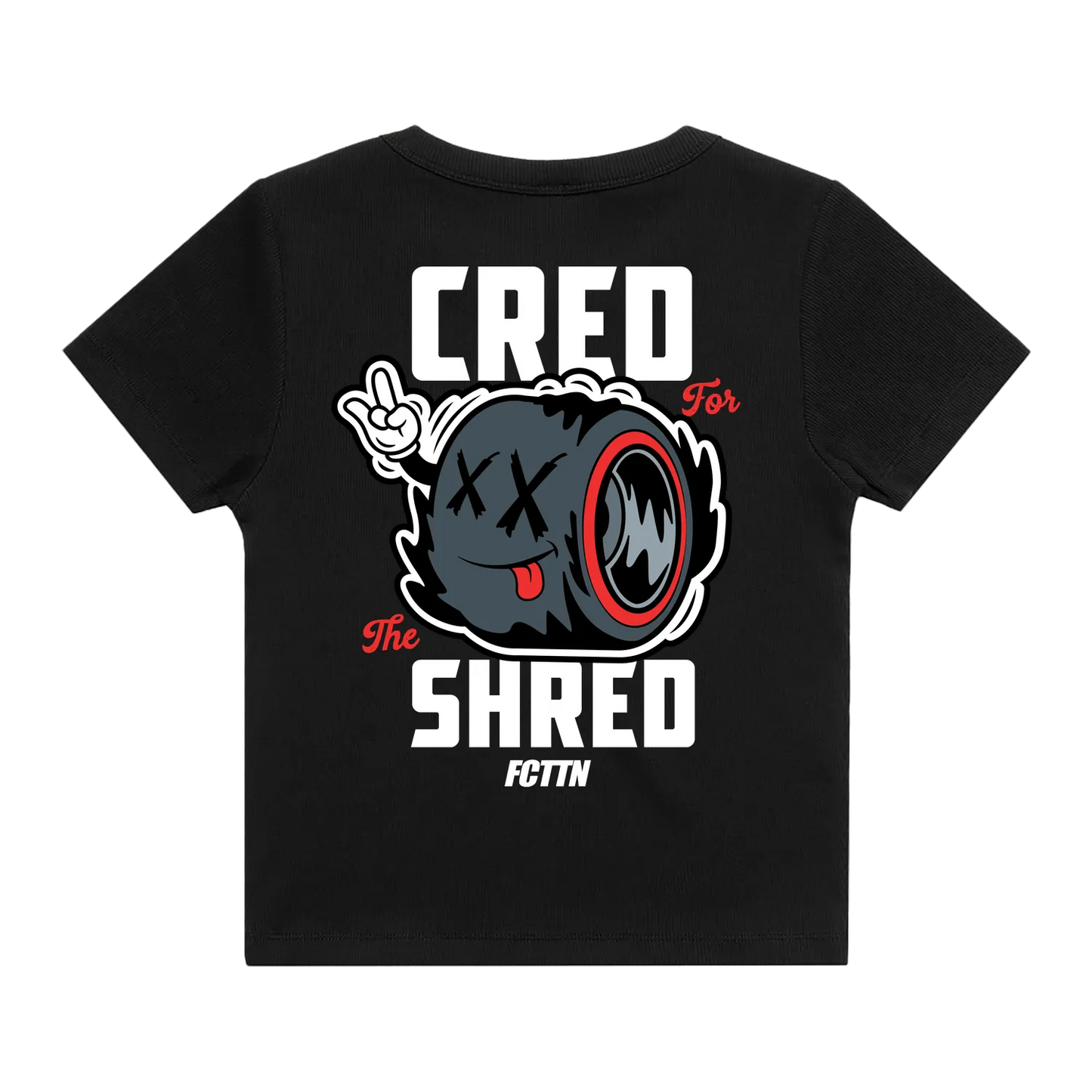 Women's Fitted Ribbed Tee - Cred For The Shred on Black