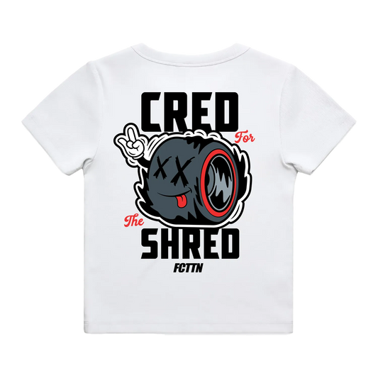 Women's Fitted Ribbed Tee - Cred For The Shred on White