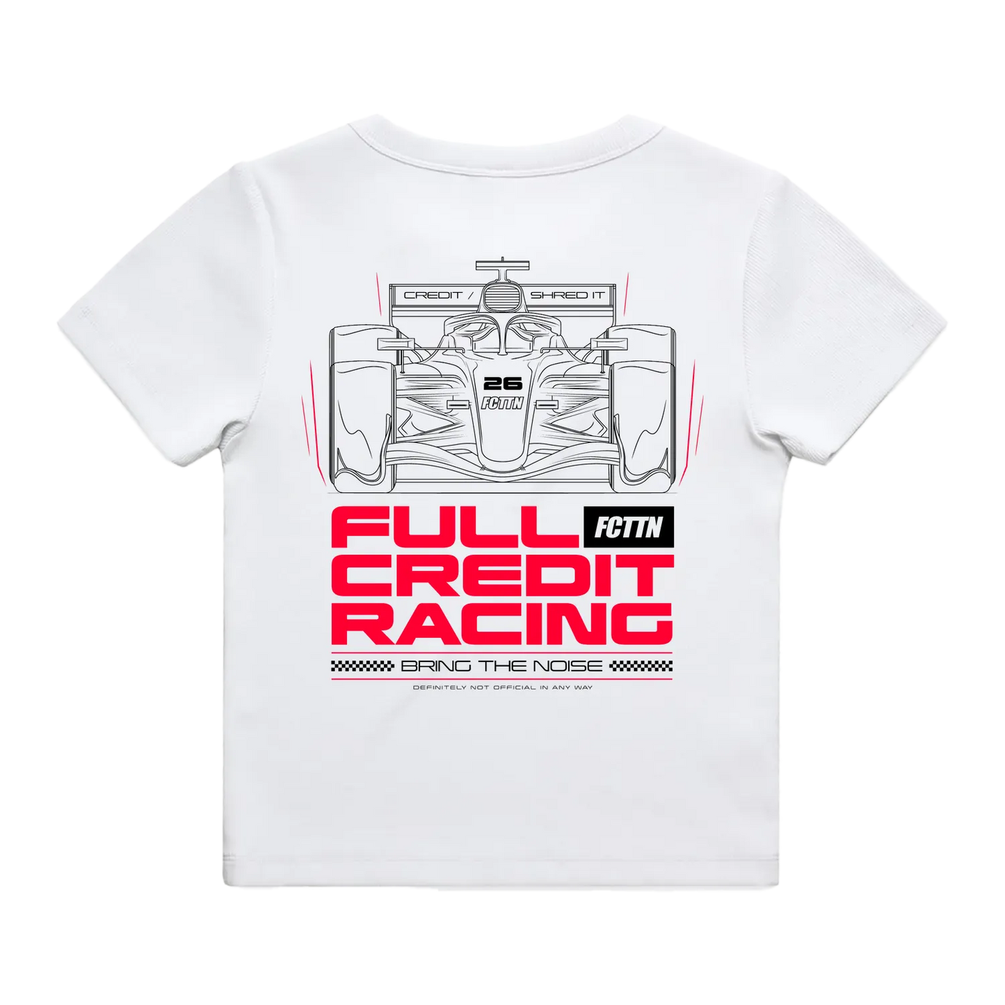 Women's Fitted Ribbed Tee - FCTTN Racing Red on White