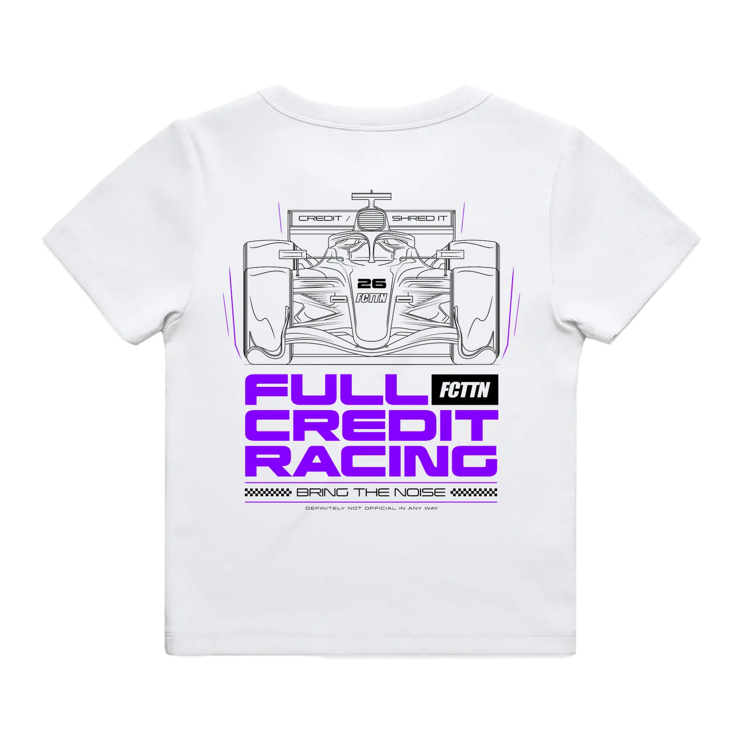 Women's Fitted Ribbed Tee - FCTTN Racing Purple on White