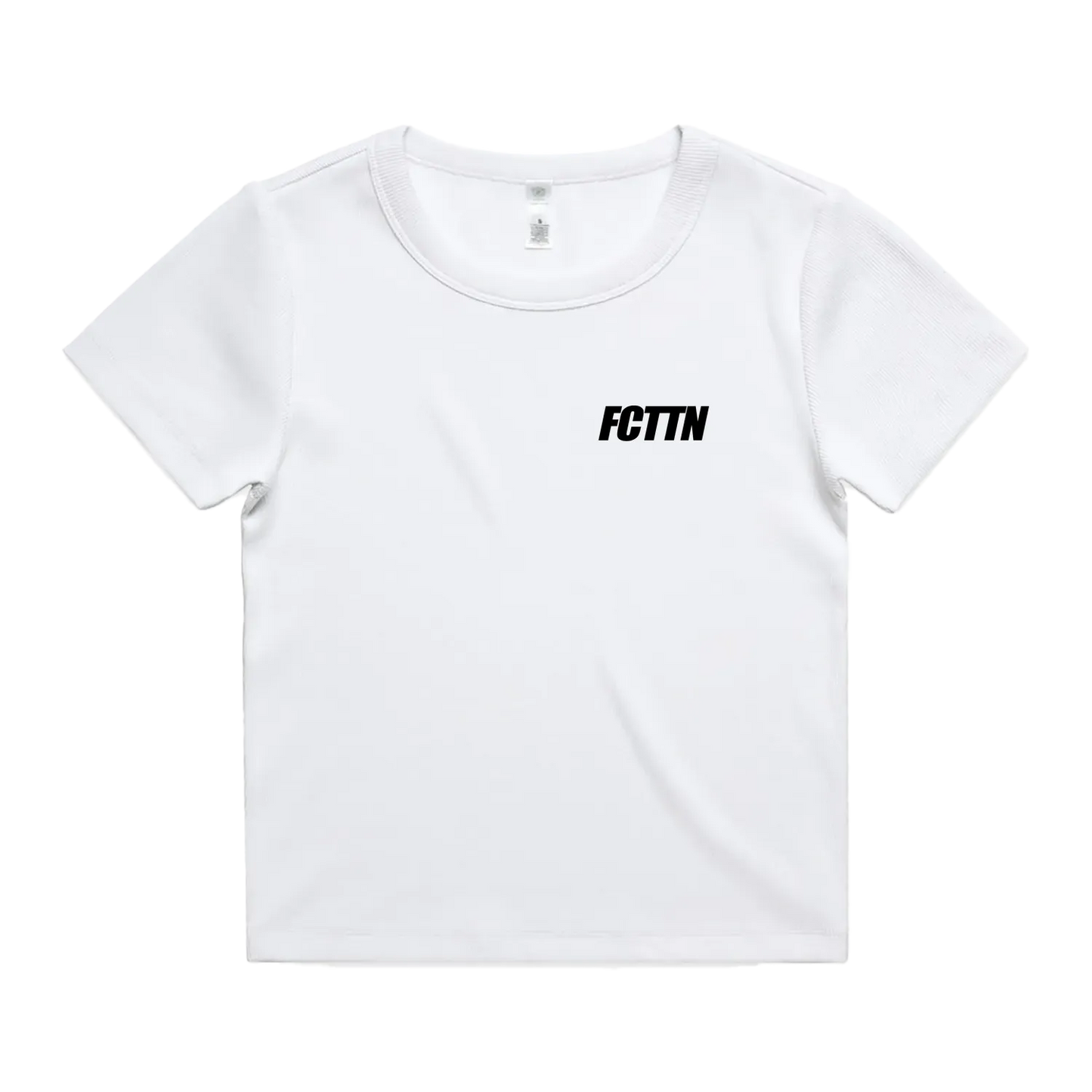 Women's Fitted Ribbed Tee - FCTTN Racing Red on White